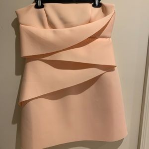 ASOS strapless peach dress with draping